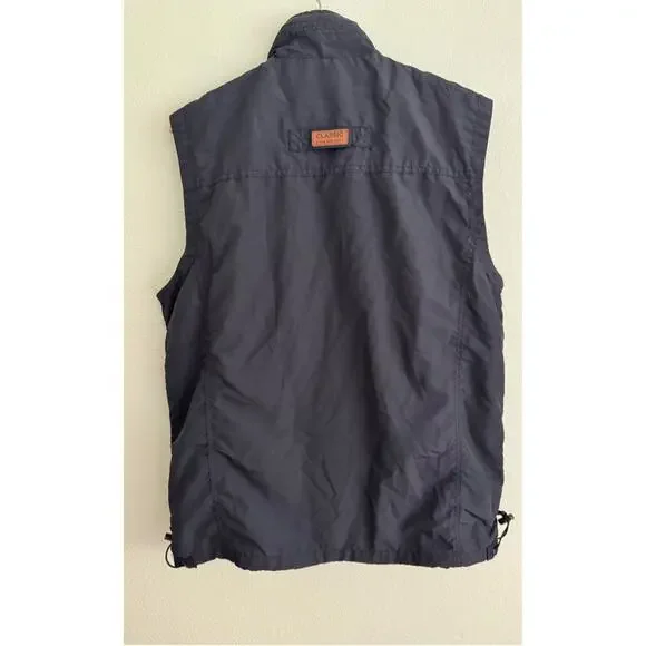Men's Navy Blue Utility Vest Large Outdoor Travel Fishing Pockets Zip Up - Picture 2 of 9